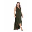 Wind plus size women's dress summer new fat MM was thin V-neck lace long evening dress