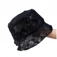 Lace mesh transparent fisherman hat female Korean version of the wild tide thin section flower hollow bucket hat sun protection sun hat