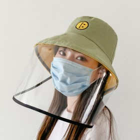 Anti-droplet smile face fisherman hat dustproof isolation transparent cover face full face protection men and women