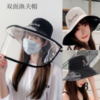 Spring protective cap female anti-spray cover cap transparent mask eye protection isolation saliva double-sided embroidery fisherman hat