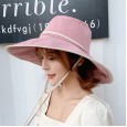 Women's outdoor sunscreen sunscreen fabric sun hat literary big brim hat summer new wild strap fisherman hat