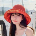 Letter embroidery fisherman hat female collapsible shade wide eaves spring and summer double-sided flip cornice basin hat hat