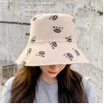 Tide female hat spring and summer new outdoor sunshade hat printed letters fisherman hat lips double-sided cloth hat