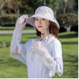 Hat female summer striped bow fisherman hat outdoor cycling UV protection travel wild picking tea hat sun hat