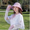 Hat female summer striped bow fisherman hat outdoor cycling UV protection travel wild picking tea hat sun hat