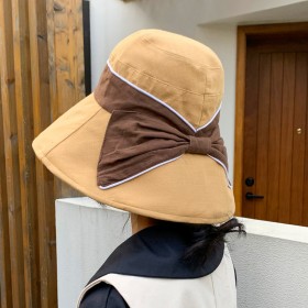 Hat women spring models fashion wild tide bowknot wide eaves shade fisherman hat shade