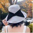 Hat women spring models fashion wild tide bowknot wide eaves shade fisherman hat shade