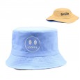 Children's hat spring and summer new smiley face cap cotton double-sided fisherman hat male and female baby sun hat basin hat