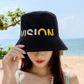 New fashion hat female summer simple letter embroidery fisherman hat outdoor travel beach sun hat