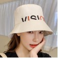 New fashion hat female summer simple letter embroidery fisherman hat outdoor travel beach sun hat