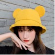 Spring and summer sweet and cute ear fisherman hat female yellow hat basin hat wild shade sunscreen summer travel personality