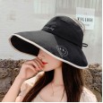 Letter embroidery smiley fisherman hat men and women sunscreen foldable empty top sun hat summer sun hat leisure