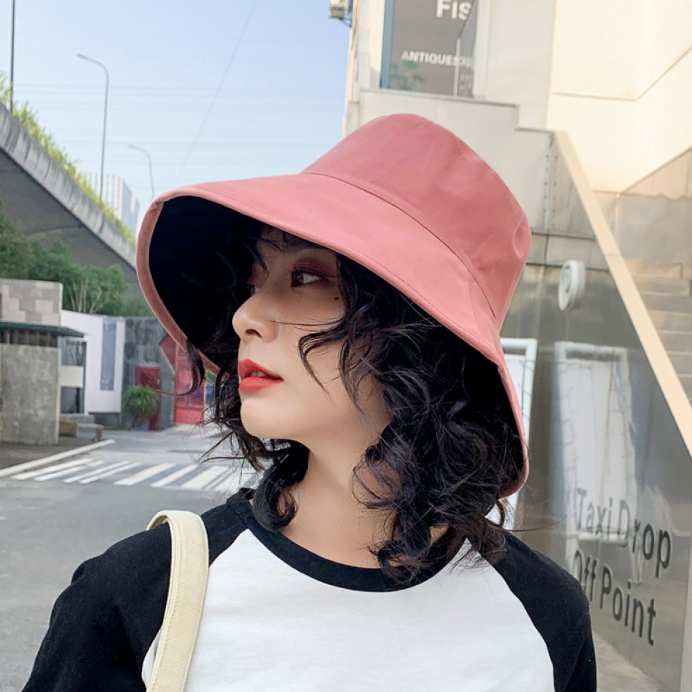Hat female summer wild literature and art outdoor travel shade sunscreen double-sided basin hat female