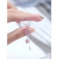 Fashion 925 Sterling Silver Bow Necklace Women's Belt Gemstone Double Pendant Give Gift Jewelry
