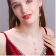 Fashion 925 Sterling Silver Bow Necklace Women's Belt Gemstone Double Pendant Give Gift Jewelry