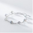 925 Sterling Silver Moonstone Bracelet Mori Natural Bead Double Bracelet Girl Heart Bracelet