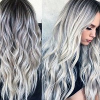 Hot bleaching and dyeing mid-length long curly hair COS gray gradient anime wig new female chemical fiber hood