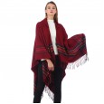 Ms. Thickened Color Strips Imitation Cashmere Jacquard Shawl Dual-purpose Office Warm Hooded Cape