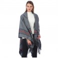 Ms. Thickened Color Strips Imitation Cashmere Jacquard Shawl Dual-purpose Office Warm Hooded Cape