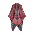 New ladies national style imitation cashmere square dot pattern Nepal shawl split lengthened cloak