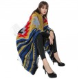 Hot new celebrity style geometry plus striped blanket to increase thick cape cloak