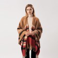 Ladies scarf autumn and winter bristle plaid tassel wild warm shawl cloak dual-use fashion