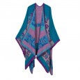 Autumn and winter scarf wild lattice ladies travel shawl imitation cashmere national wind split thickening cloak