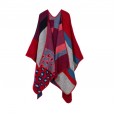 Autumn and winter scarf wild lattice ladies travel shawl imitation cashmere national wind split thickening cloak