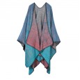 Autumn and winter scarf wild lattice ladies travel shawl imitation cashmere national wind split thickening cloak