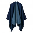 Solid color imitation cashmere wide open shawl warm monochrome cape plain cloak