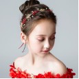 Children's red exquisite headdress flower girl wedding accessories girls birthday cute headband catwalk show wild hair accessories