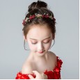Children's red exquisite headdress flower girl wedding accessories girls birthday cute headband catwalk show wild hair accessories