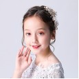 Girls catwalk princess hair accessories children's white flowers handmade pearl hair comb flower girl plug comb headdress hairpin hairpin female