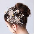 Girls catwalk princess hair accessories children's white flowers handmade pearl hair comb flower girl plug comb headdress hairpin hairpin female