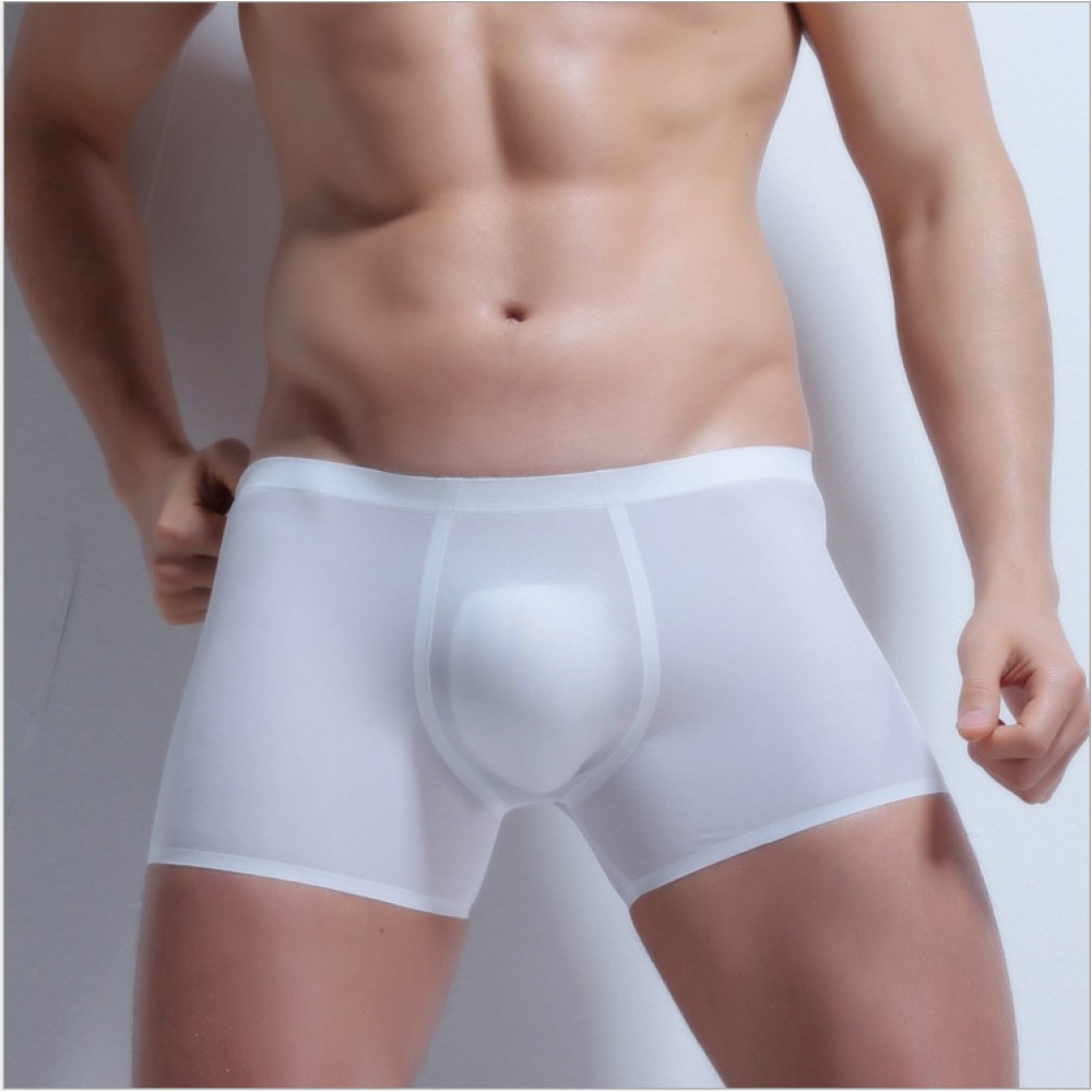 Men's body-shaping breathable ice silk seamless boxer pants solid color low waist sweat-absorbent green men's belly shaping underwear