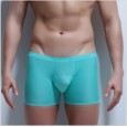 Men's body-shaping breathable ice silk seamless boxer pants solid color low waist sweat-absorbent green men's belly shaping underwear