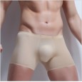Men's body-shaping breathable ice silk seamless boxer pants solid color low waist sweat-absorbent green men's belly shaping underwear