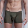 Men's body-shaping breathable ice silk seamless boxer pants solid color low waist sweat-absorbent green men's belly shaping underwear