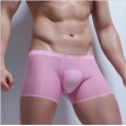 Men's body-shaping breathable ice silk seamless boxer pants solid color low waist sweat-absorbent green men's belly shaping underwear