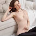 Plus size V-neck thermal vest female belt chest pad plus velvet thick fat lace vest slim bottoming underwear
