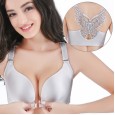 New front buckle without steel ring large size bra fat MM big cup seamless beauty back adjustment type sexy gathering underwear