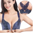 New front buckle without steel ring large size bra fat MM big cup seamless beauty back adjustment type sexy gathering underwear