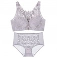 New product front buckle rose beauty back large size bra set big chest was small gathered underwear female top adjustment bra