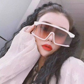 New fashion oversized frame Siamese sunglasses female trend round face windshield men sunglasses S9049