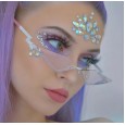 New fashion frameless sunglasses female tide personality color film street shot sunglasses metal glasses S9066