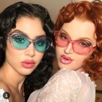 New transparent candy color oval sunglasses female tide colorful particle lens fashion street shot sunglasses male S8013