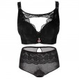 New lace-free steel ring sexy large size bra set thin section fat mm gather adjustment type underwear