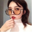 New round half frame sunglasses female tide personality round face sunglasses sunglasses S90