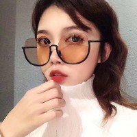 New round half frame sunglasses female tide personality round face sunglasses sunglasses S90