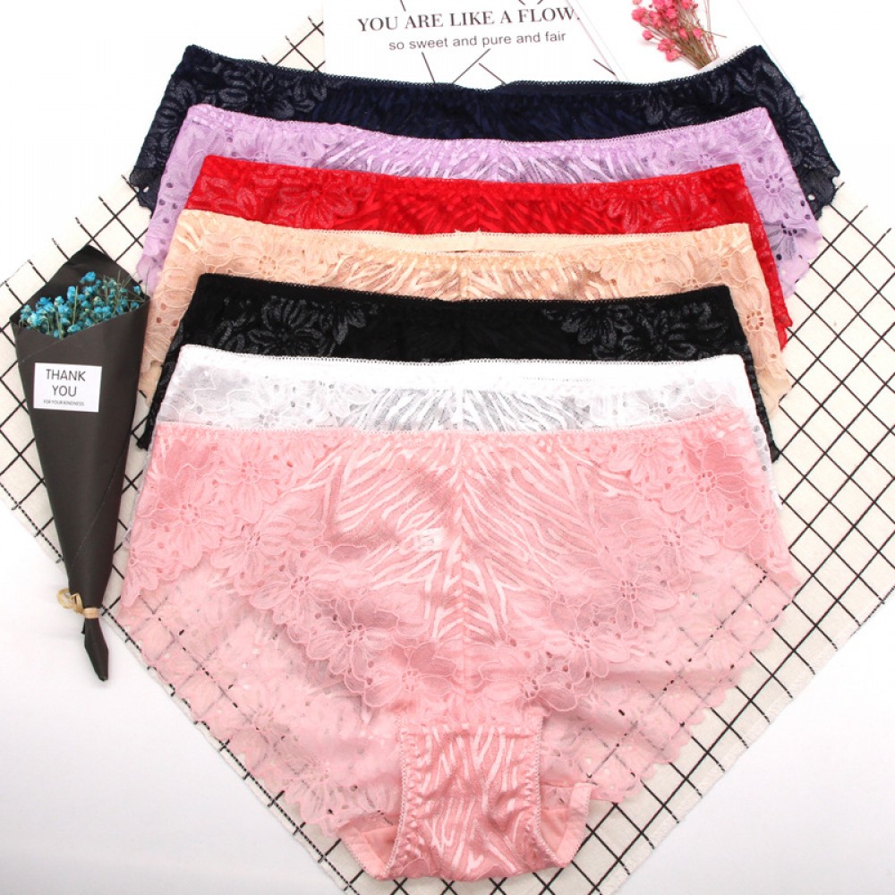 Plus size underwear ladies lace underwear sexy transparent oversize underwear briefs